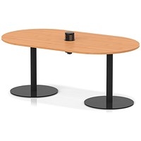 Italia Volta 1800mm Poseur Boardroom Table With Pop-up Power Module Beech Top 720mm High Black Leg