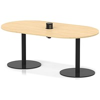 Italia Volta 1800mm Poseur Boardroom Table With Pop-up Power Module Maple Top 720mm High Black Leg