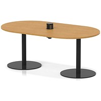 Italia Volta 1800mm Poseur Boardroom Table With Pop-up Power Module Oak Top 720mm High Black Leg