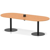 Italia Volta 2400mm Poseur Boardroom Table With Pop-up Power Module Beech Top 720mm High Black Leg