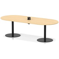 Italia Volta 2400mm Poseur Boardroom Table With Pop-up Power Module Maple Top 720mm High Black Leg