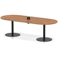 Italia Volta 2400mm Poseur Boardroom Table With Pop-up Power Module Walnut Top 720mm High Black Leg