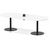 Italia Volta 2400mm Poseur Boardroom Table With Pop-up Power Module White Top 720mm High Black Leg