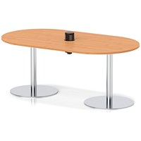 Italia Volta 1800mm Poseur Boardroom Table With Pop-up Power Module Beech Top 720mm High Silver Leg