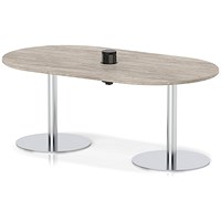 Italia Volta 1800mm Poseur Boardroom Table With Pop-up Power Module Grey Oak Top 720mm High Silver Leg