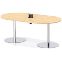 Italia Volta 1800mm Poseur Boardroom Table With Pop-up Power Module Maple Top 720mm High Silver Leg