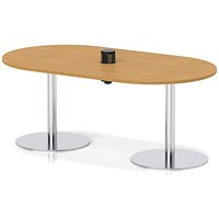Italia Volta 1800mm Poseur Boardroom Table With Pop-up Power Module Oak Top 720mm High Silver Leg