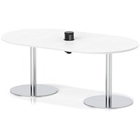 Italia Volta 1800mm Poseur Boardroom Table With Pop-up Power Module White Top 720mm High Silver Leg