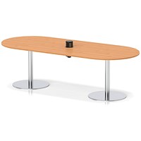 Italia Volta 2400mm Poseur Boardroom Table With Pop-up Power Module Beech Top 720mm High Silver Leg