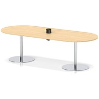 Italia Volta 2400mm Poseur Boardroom Table With Pop-up Power Module Maple Top 720mm High Silver Leg