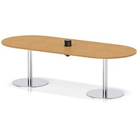 Italia Volta 2400mm Poseur Boardroom Table With Pop-up Power Module Oak Top 720mm High Silver Leg