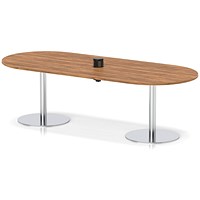 Italia Volta 2400mm Poseur Boardroom Table With Pop-up Power Module Walnut Top 720mm High Silver Leg