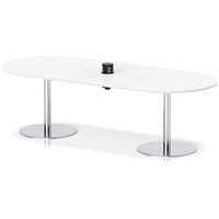 Italia Volta 2400mm Poseur Boardroom Table With Pop-up Power Module White Top 720mm High Silver Leg