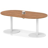 Italia Volta 1800mm Poseur Boardroom Table With Pop-up Power Module Walnut Top 720mm High White Leg