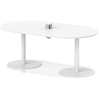 Italia Volta 1800mm Poseur Boardroom Table With Pop-up Power Module White Top 720mm High White Leg