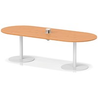Italia Volta 2400mm Poseur Boardroom Table With Pop-up Power Module Beech Top 720mm High White Leg