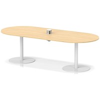 Italia Volta 2400mm Poseur Boardroom Table With Pop-up Power Module Maple Top 720mm High White Leg