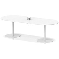 Italia Volta 2400mm Poseur Boardroom Table With Pop-up Power Module White Top 720mm High White Leg