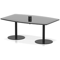 Italia Volta 1800mm Poseur High Gloss Table With Pop-up Power Module Black Top 725mm High Black Leg