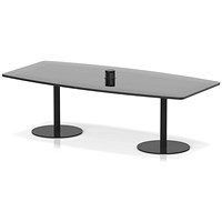Italia Volta 2400mm Poseur High Gloss Table With Pop-up Power Module Black Top 725mm High Black Leg
