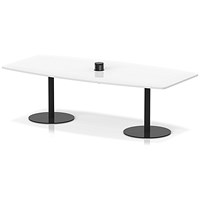 Italia Volta 2400mm Poseur High Gloss Table With Pop-up Power Module White Top 725mm High Black Leg
