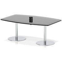 Italia Volta 1800mm Poseur High Gloss Table With Pop-up Power Module Black Top 725mm High Silver Leg