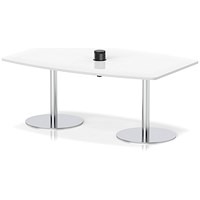 Italia Volta 1800mm Poseur High Gloss Table With Pop-up Power Module White Top 725mm High Silver Leg