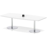 Italia Volta 2400mm Poseur High Gloss Table With Pop-up Power Module White Top 725mm High Silver Leg