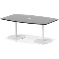 Italia Volta 1800mm Poseur High Gloss Table With Pop-up Power Module Black Top 725mm High White Leg