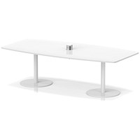 Italia Volta 2400mm Poseur High Gloss Table With Pop-up Power Module White Top 725mm High White Leg