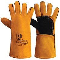 Pred 4 Signature Heavy Duty Split Leather Mig Gauntlet 1 Pair Gold 11