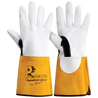 Pred 6 Signature Goat Hide Leather Gauntlet 1 pair White/Orange 10