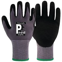 Pred Graphite Cut 1 Safety Gloves Nitrile Micro Foam Palm Coated Black/Grey 10