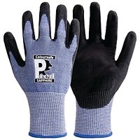 Pred Sapphire Cut F Safety Gloves Polyurethane Palm 1 Pair Blue/Black 7