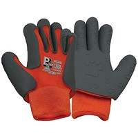 Children's Gloves, TPE Palm Coating with Paw Print Design, 1 Pair, Size 5 Orange/Grey
