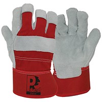 Pred Force Cut 2 Split Leather Rigger Gloves 1 Pair Red/White 10 (Pack of 10)