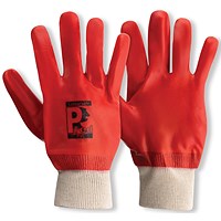 Pred PVC Cut 1 Safety Gloves Knit Wrist 1 Pair Orange 10 (Pack of 10)