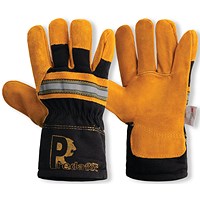 Predator Winter Power Rigger Thermal Split Leather Gloves 1 Pair Yellow 10 (Pack of 10)