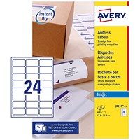 Avery Inkjet Address Label 63.5x34mm 24 Per A4 Sheet White (Pack 600 Labels) J8159-25