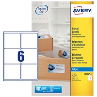 Avery J8166-25 Parcel Labels, 99.1 x 93.1 mm, Permanent, 6 Labels Per Sheet, 150 Labels Per Pack