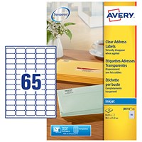 Avery Inkjet Mini Label 38.1x21.2mm 65 Per A4 Sheet Clear (Pack 1625 Labels) J8551-25