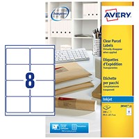 Avery Inkjet Address Label 99.1x67.7mm 8 Per A4 Sheet Clear (Pack 200 Labels) J8565-25