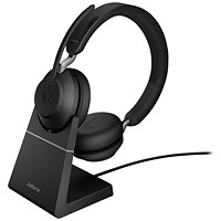 Jabra Evolve2 65 UC Stereo Headset USB-C with Charging Stand Black 26599-989-889