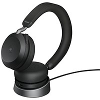 Jabra Evolve2 75 USB-A Headset with Charging Stand Microsoft Teams Version Black 27599-999-989 Jabra Evolve2 75 USB-A Headset with Charging Stand Microsoft Teams Version Black 27599-999-989