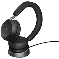 Jabra Evolve2 75 USB-A Headset with Charging Stand Unified Communication Version Black 27599-989-989