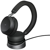Jabra Evolve2 75 USB-C Headset with Charging Stand Unified Communication Version Black 27599-989-889 Jabra Evolve2 75 USB-C Headset with Charging Stand Unified Communication Version Black 27599-989-889