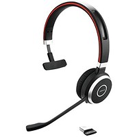 Jabra Evolve 65 SE MS Mono Wireless Headset, Link 380, USB-A, Bluetooth Adapter and Charging Stand