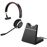 Jabra Evolve 65 SE UC Monaural Wireless Headset, Link 380, USB-A, Bluetooth Adapter and Charging Stand Jabra Evolve 65 SE UC Monaural Wireless Headset, Link 380, USB-A, Bluetooth Adapter and Charging Stand