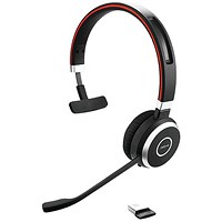 Jabra Evolve 65 SE UC Monaural Wireless Headset, Link 380, USB-A, Bluetooth Adapter