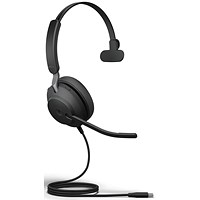 Jabra Evolve2 40 SE Monaural Wired Headset, USB-C, MS Teams Certified